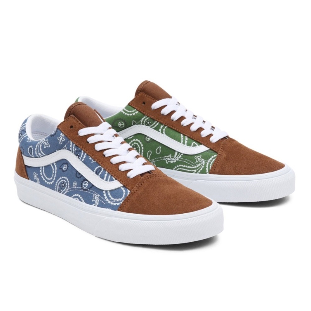 Vans Old Skool Peace Paisley Brown White Men Size 8.5 Unisex Casual Lifestyle